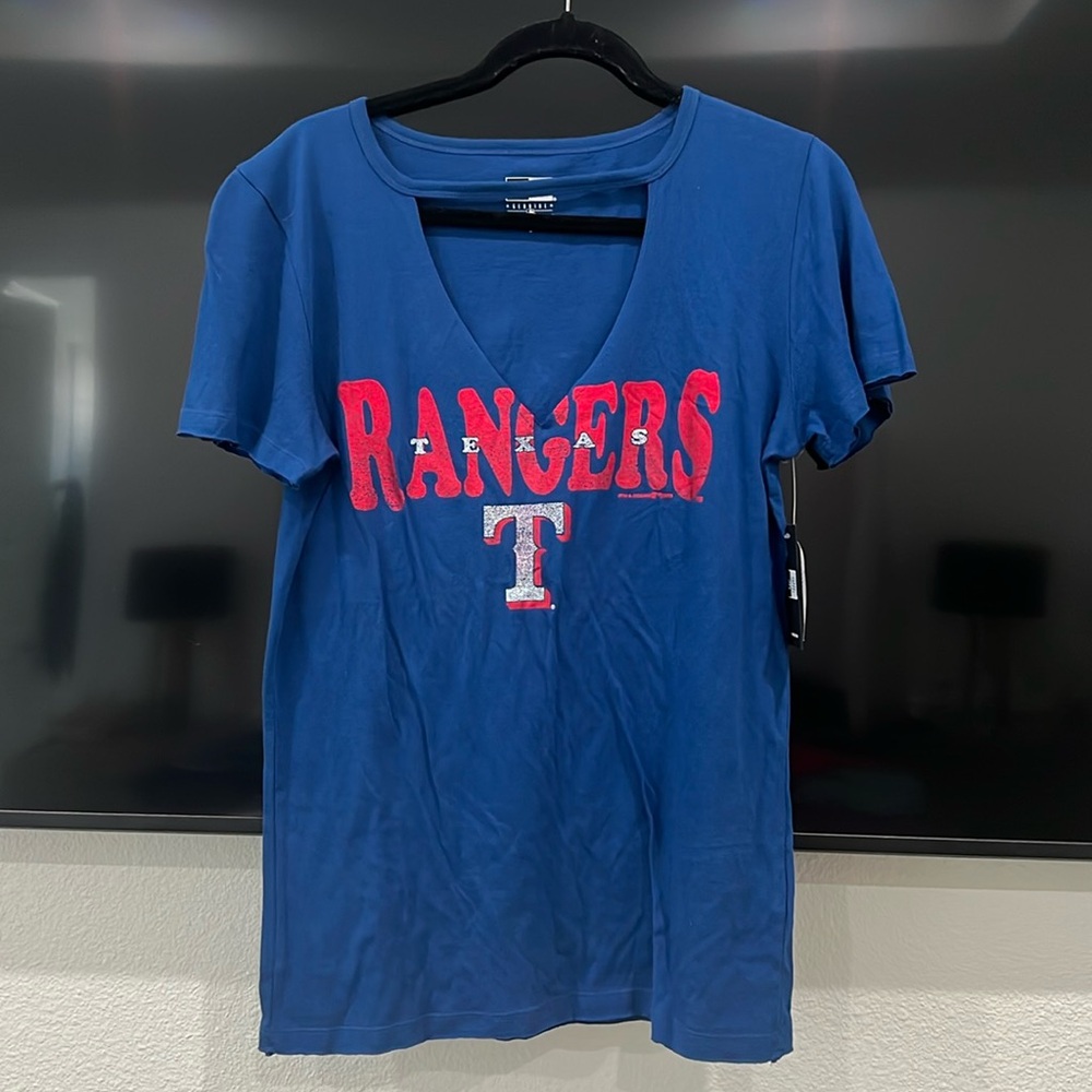 Texas rangers V neck top size Medium